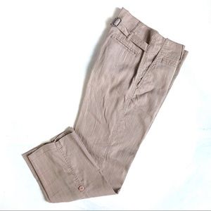 Club Monaco Slim Leg Striped Linen Cropped Pants